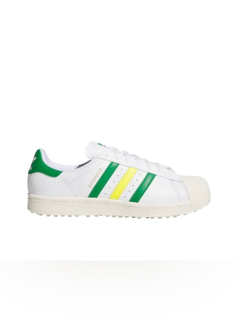 Adidas Superstar Spikeless Golf Shoes White Green Yellow -Men's 11.5 Womens 12.5